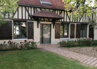 Porte vitrée et volet battant bois Troyes